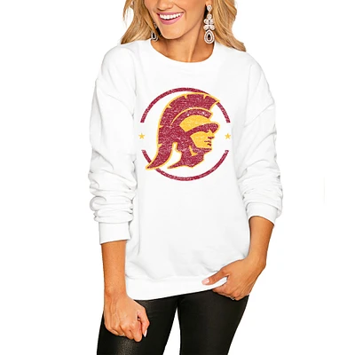 Women's White USC Trojans End Zone Pullover Sweatshirt