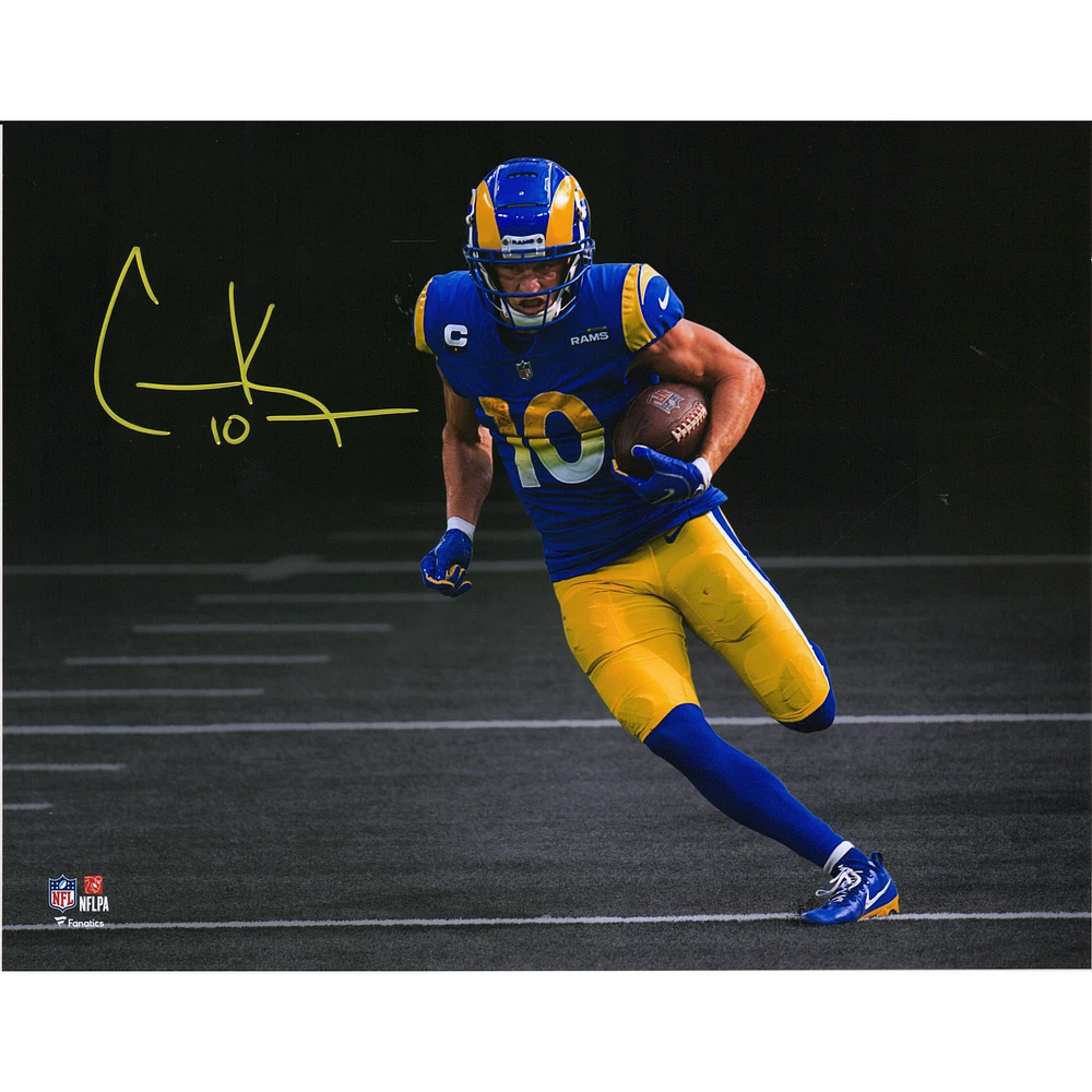 Cooper Kupp Los Angeles Rams Autographed 11" x 14" Royal Jersey Running Spotlight Photograph