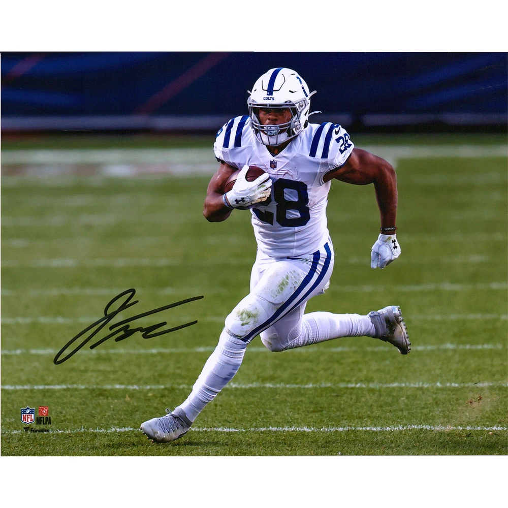 Jonathan Taylor Indianapolis Colts Autographed 8" x 10" White Jersey Running Photograph