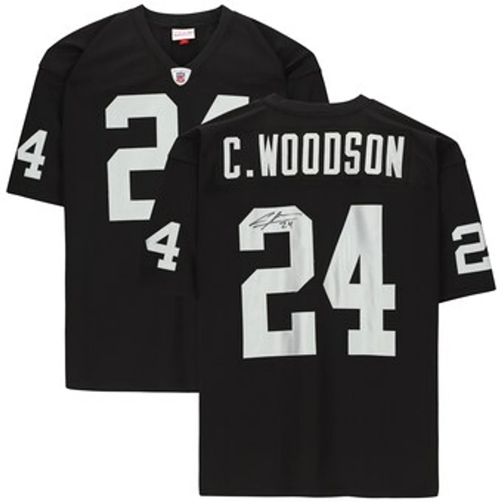Charles Woodson Oakland Raiders Autographed Mitchell & Ness Black Authentic Throwback Jersey