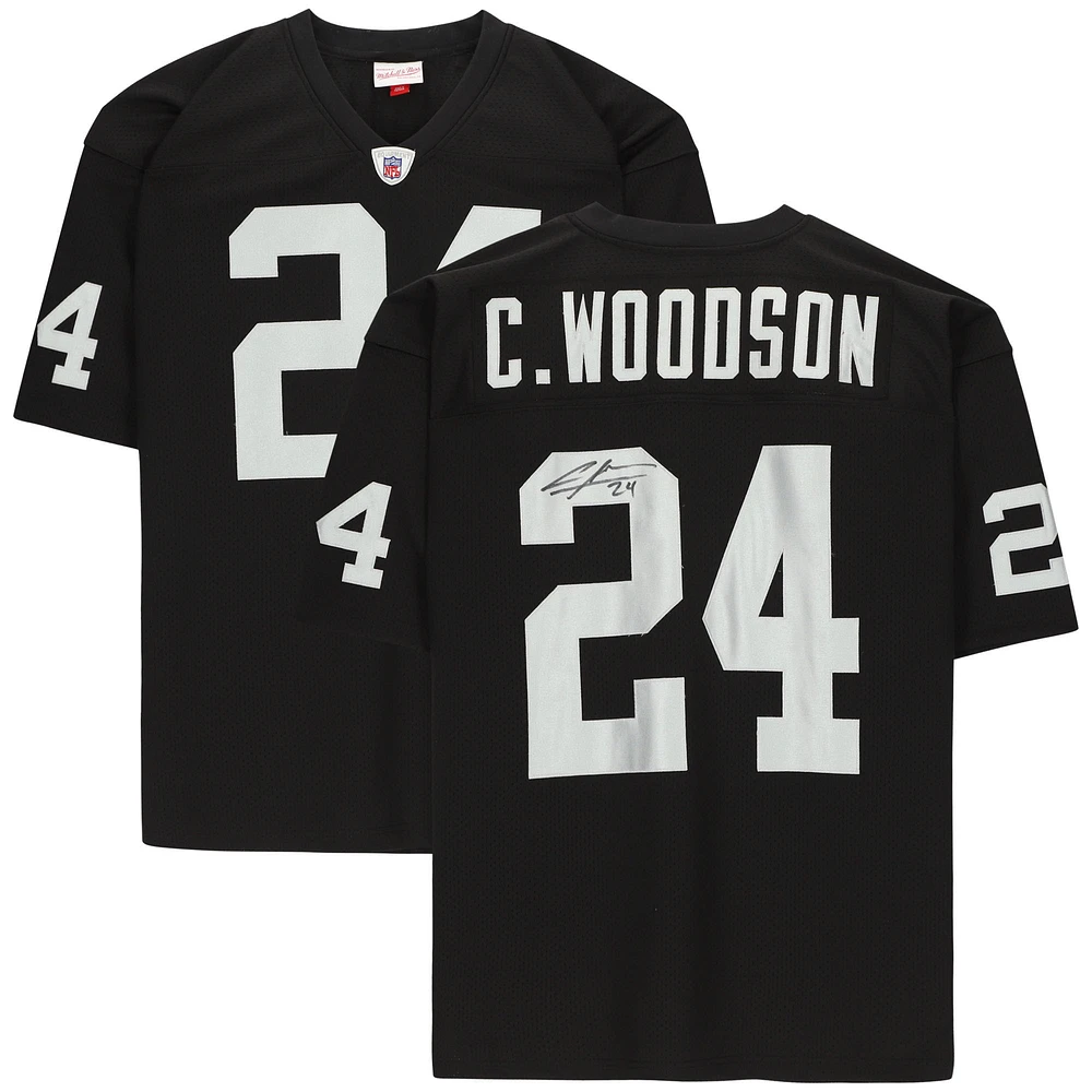 Charles Woodson Oakland Raiders Autographed Mitchell & Ness Black Authentic Throwback Jersey