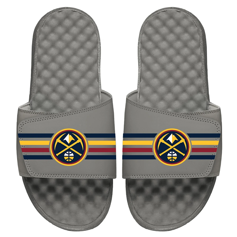 Youth ISlide Gray Denver Nuggets Stripes Slide Sandals