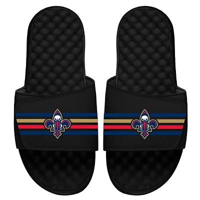 Youth ISlide Black New Orleans Pelicans Stripes Slide Sandals