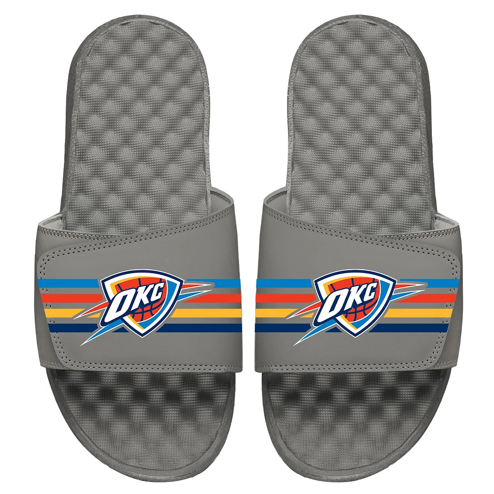 Youth ISlide Gray Oklahoma City Thunder Stripes Slide Sandals
