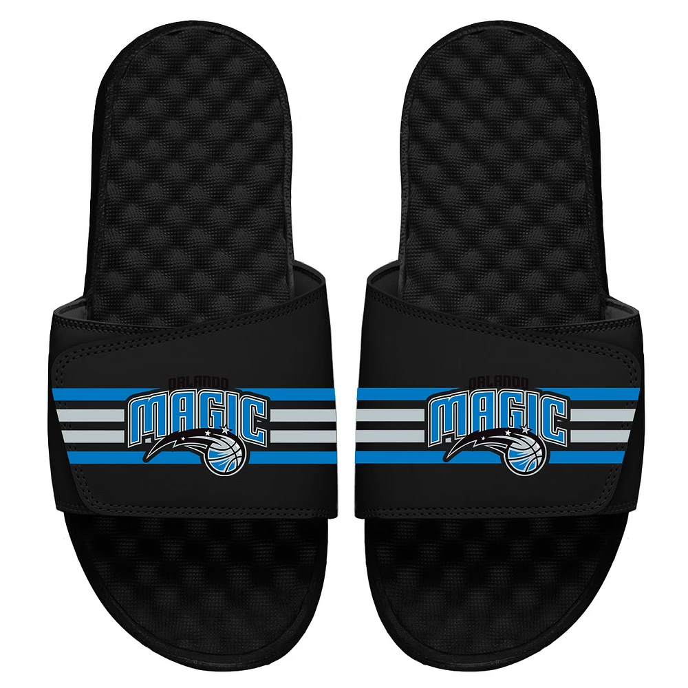 Youth ISlide Black Orlando Magic Stripes Slide Sandals