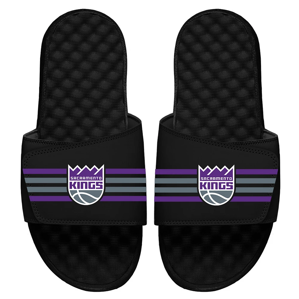 Youth ISlide Black Sacramento Kings Stripes Slide Sandals