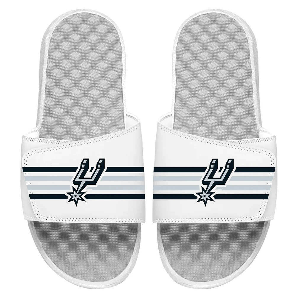 Youth ISlide White San Antonio Spurs Stripes Slide Sandals