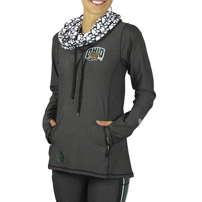 Women's Black Ohio Bobcats Funnel Neck Half-Zip Pullover Sweatshirt