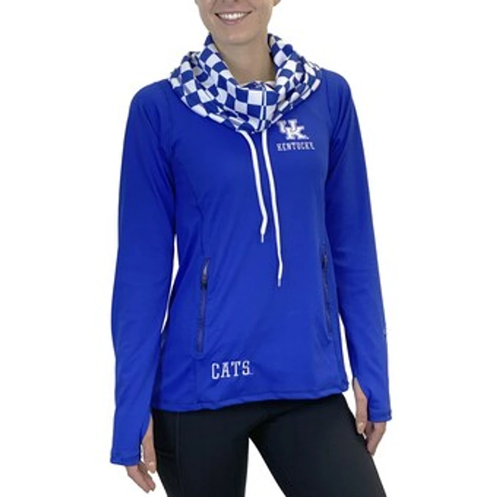 Women's Royal Kentucky Wildcats Funnel Neck Half-Zip Pullover Sweatshirt