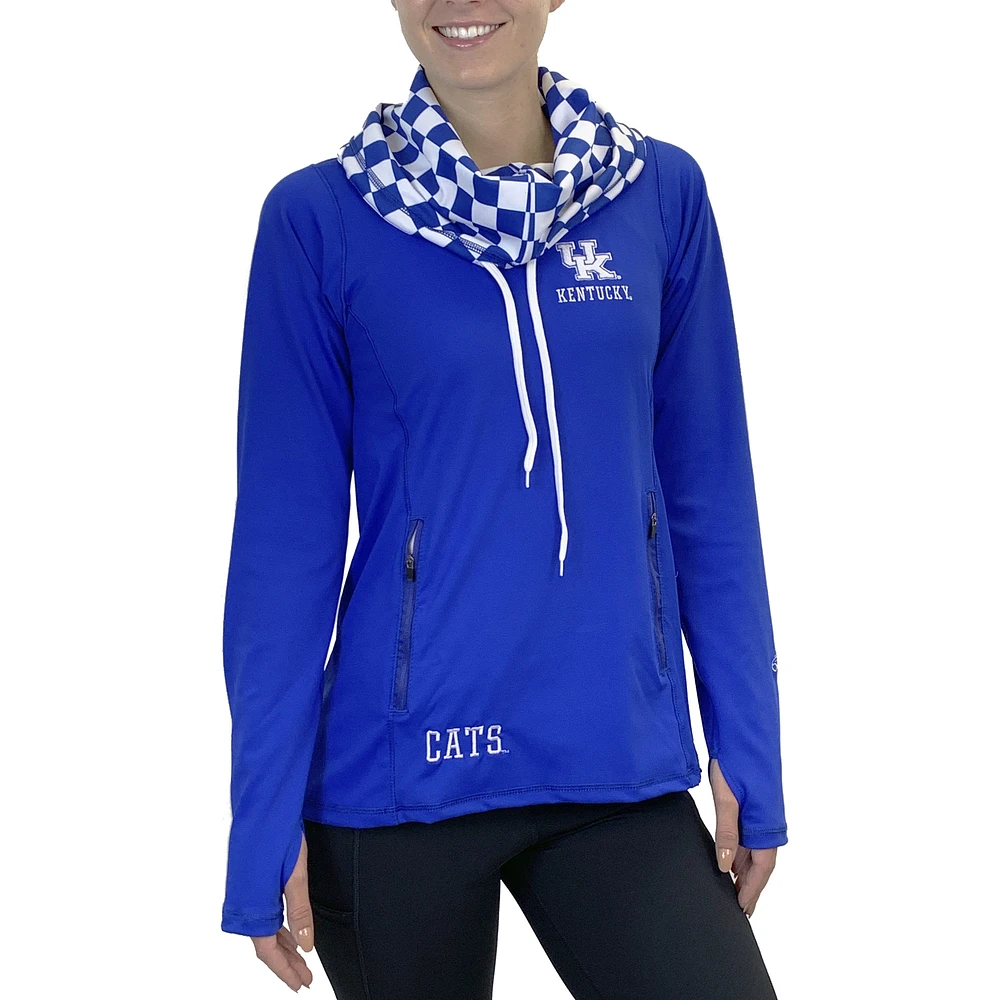 Women's Royal Kentucky Wildcats Funnel Neck Half-Zip Pullover Sweatshirt