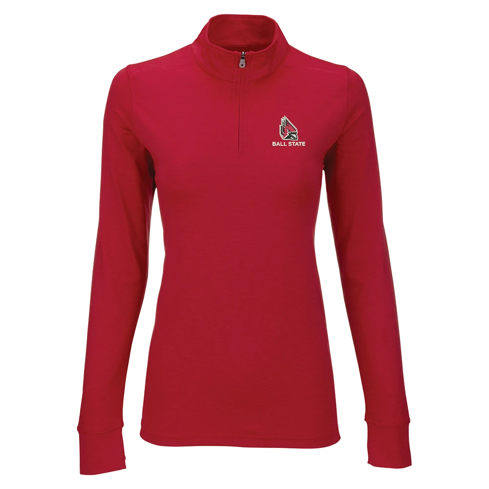 Women's Red Ball State Cardinals Vansport Zen Quarter-Zip Pullover Jacket