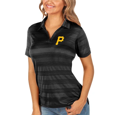 Women's Antigua Black Pittsburgh Pirates Compass Polo