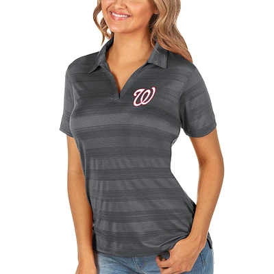 Women's Antigua Charcoal Washington Nationals Compass Polo
