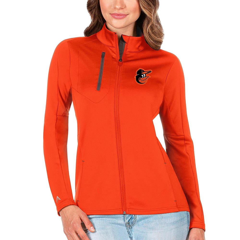 Women's Antigua Orange/Charcoal Baltimore Orioles Generation Full-Zip Jacket
