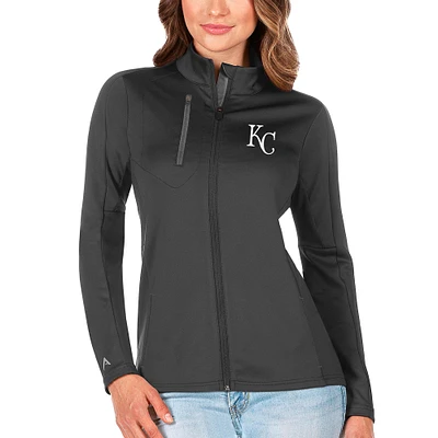 Women's Antigua Charcoal/Silver Kansas City Royals Generation Full-Zip Jacket