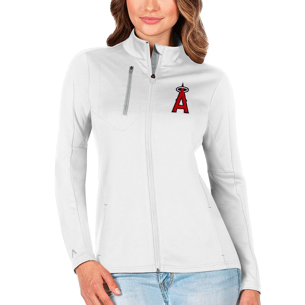 Women's Antigua White/Silver Los Angeles Angels Generation Full-Zip Jacket