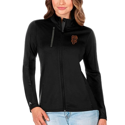 Women's Antigua Black/Charcoal San Francisco Giants Generation Full-Zip Jacket