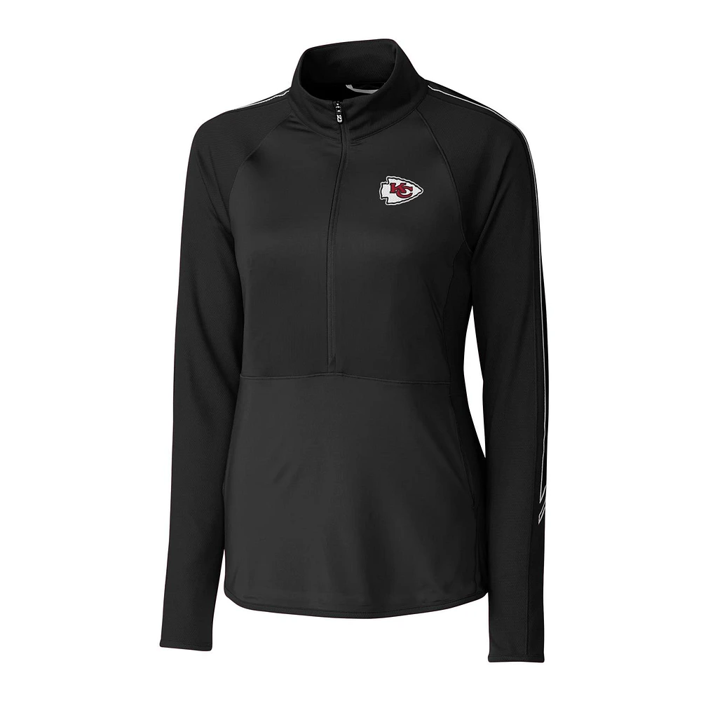 Women's Cutter & Buck Black Kansas City Chiefs Pennant Sport Half-Zip Pullover Jacket