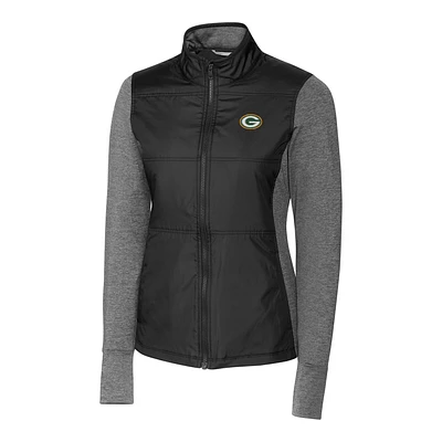 Women's Cutter & Buck Black Green Bay Packers Stealth Full-Zip Jacket