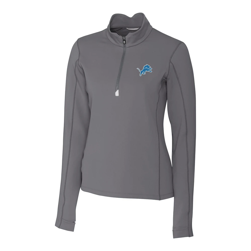 Women's Cutter & Buck Gray Detroit Lions Traverse Half-Zip Pullover Jacket