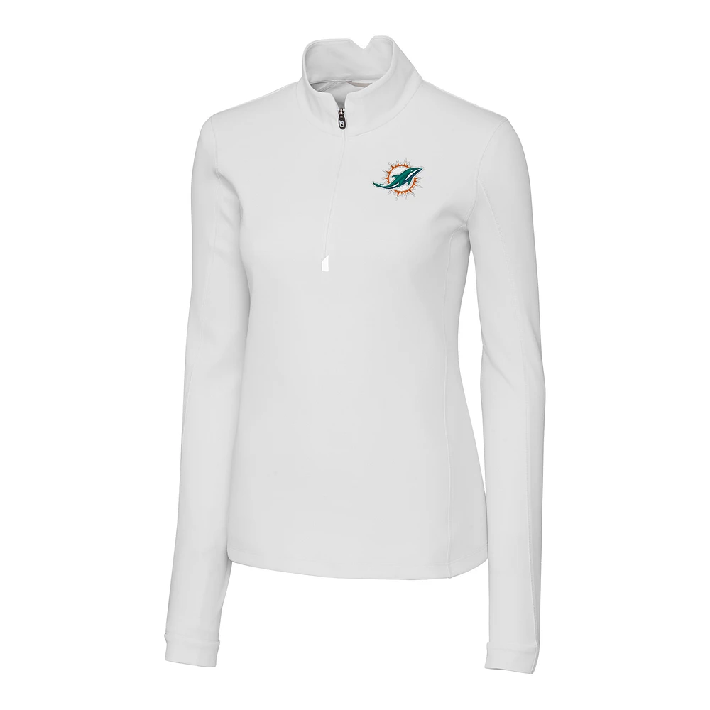 Women's Cutter & Buck White Miami Dolphins Traverse Half-Zip Pullover Jacket