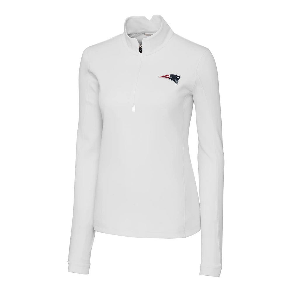 Women's Cutter & Buck White New England Patriots Traverse Half-Zip Pullover Jacket