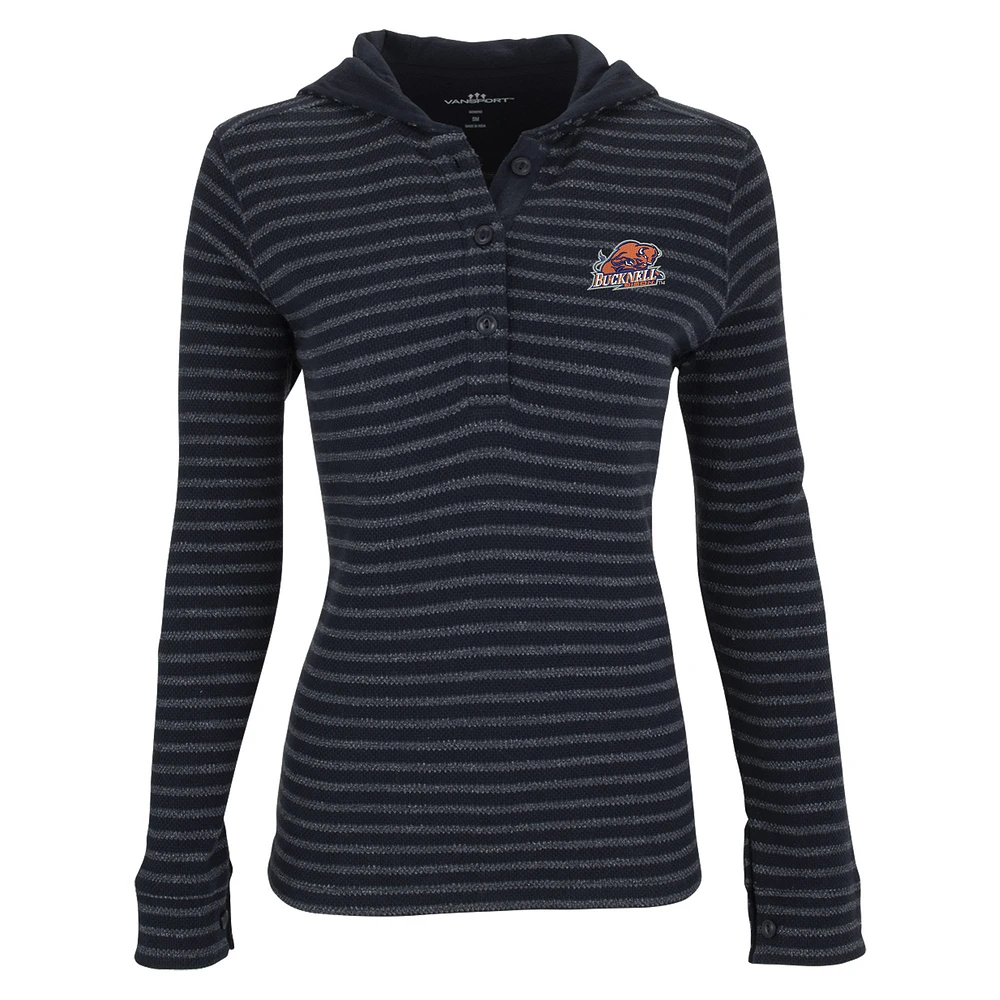 Women's Navy/White Bucknell Bison Baja Pullover Hoodie