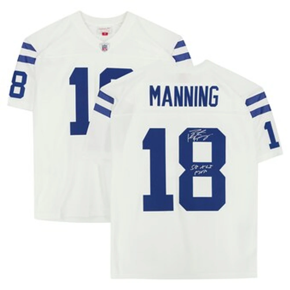 Peyton Manning Indianapolis Colts Autographed White Mitchell & Ness Replica Jersey with "SB XLI MVP" Inscription