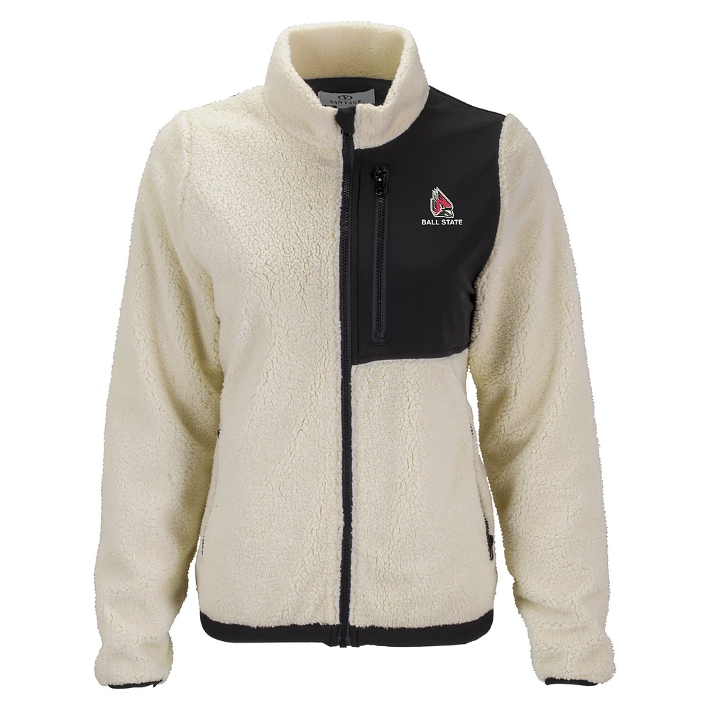 Women's Cream/Black Ball State Cardinals Denali Full-Zip Jacket