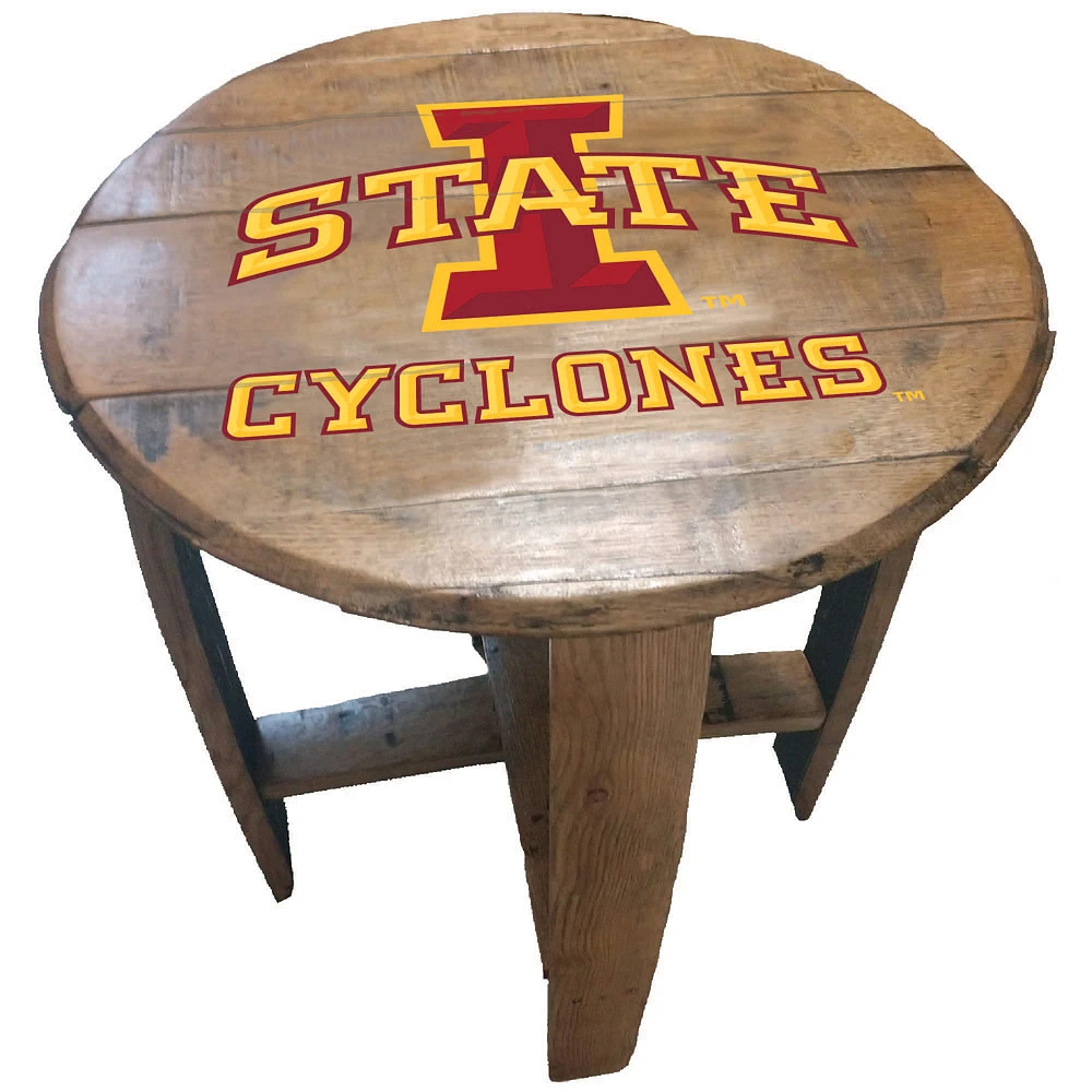 Iowa State Cyclones Team Oak Barrel Table