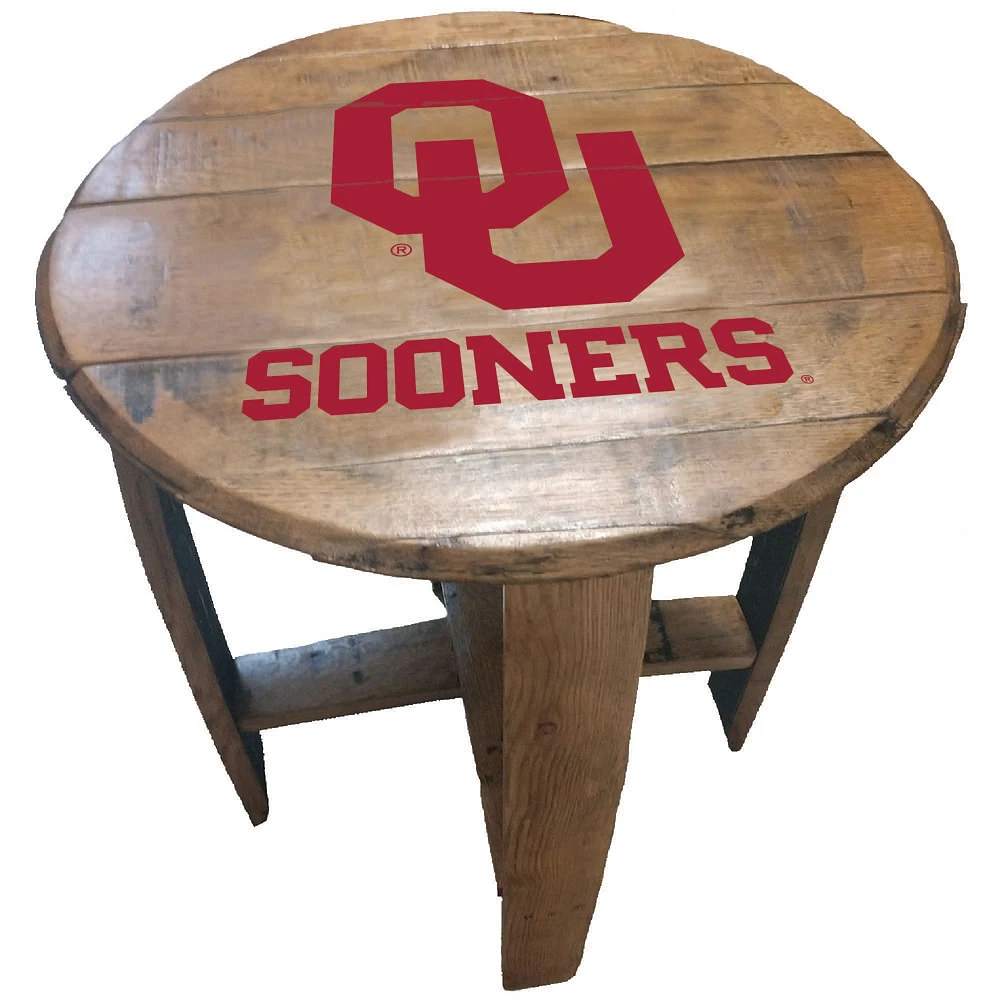 Oklahoma Sooners Team Oak Barrel Table