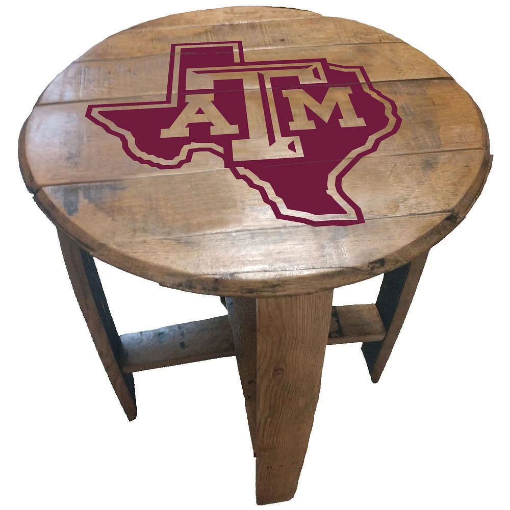 Texas A&M Aggies Team Logo Oak Barrel Table