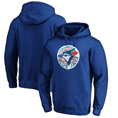 Men's Royal Toronto Blue Jays Cooperstown Collection Huntington Logo Fitted Pullover Hoodie