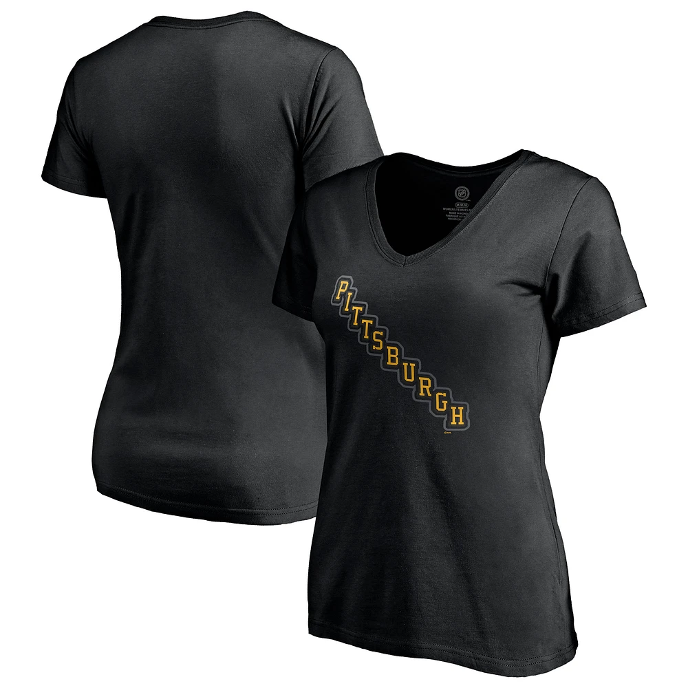 Women's Black Pittsburgh Penguins Special Edition Secondary Logo V-Neck T-Shirt