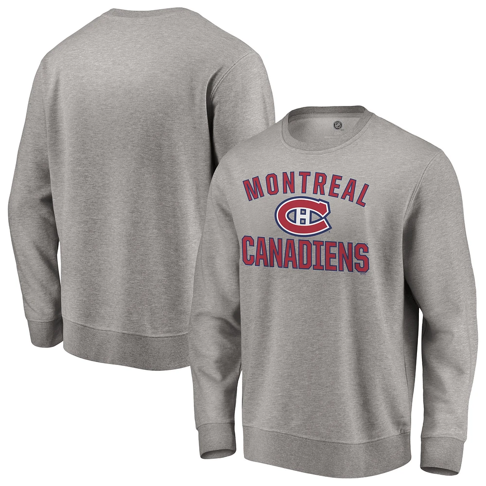 Men's Heather Gray Montreal Canadiens Special Edition Victory Arch Pullover Sweatshirt