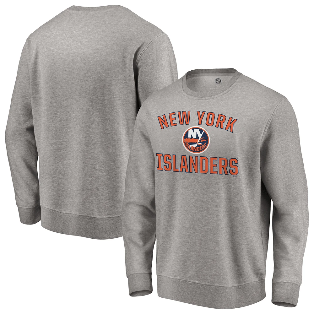 Men's Heather Gray New York Islanders Special Edition Victory Arch Pullover Sweatshirt