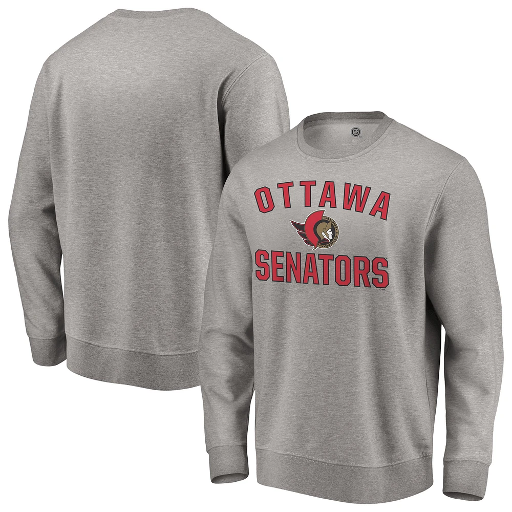 Men's Heather Gray Ottawa Senators Special Edition Victory Arch Pullover Sweatshirt