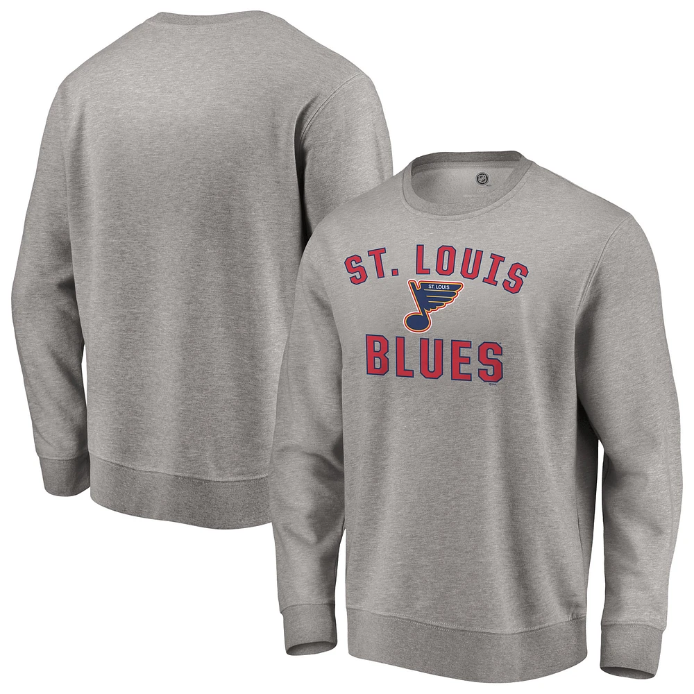 Men's Heather Gray St. Louis Blues Special Edition Victory Arch Pullover Sweatshirt