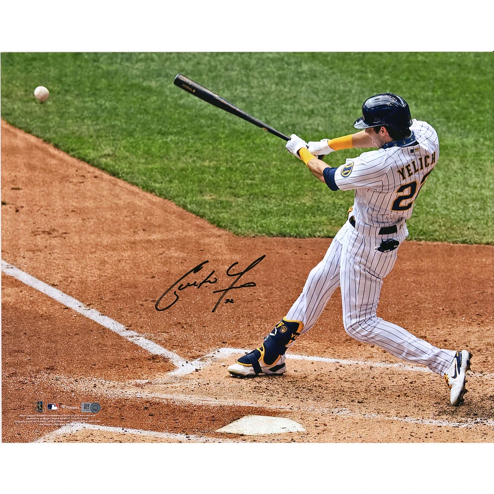 Christian Yelich Milwaukee Brewers Autographed 16" x 20" Hitting Photograph