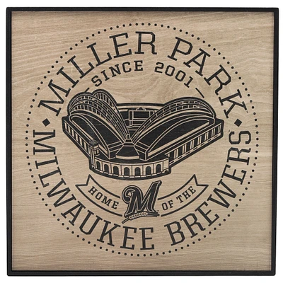 Milwaukee Brewers 12'' x 12'' Team Framed Wood Stadium Sign