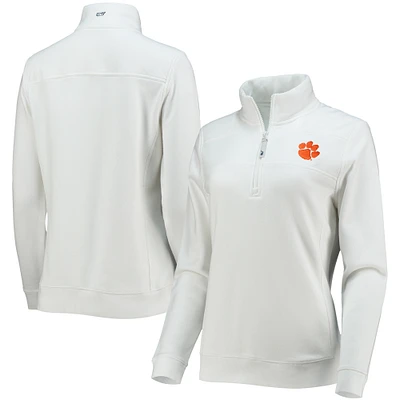 Women's Vineyard Vines White Clemson Tigers Shep Shirt 2.0 Quarter-Zip Jacket