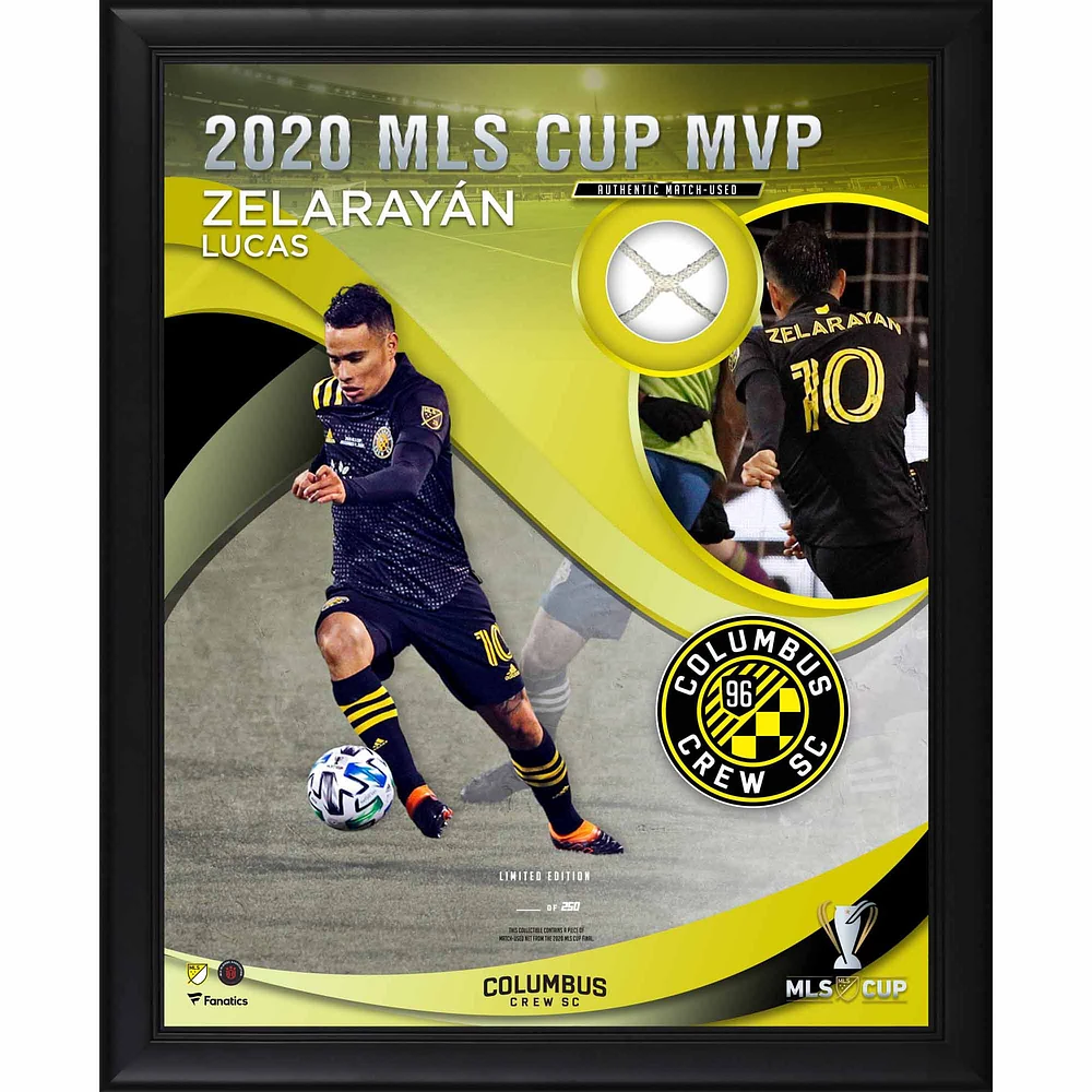 Lucas Zelarayan Columbus Crew Framed 16" x 20" 2020 MLS Cup MVP Collage with a Piece of Match-Used Net from the 2020 MLS Cup - Limited Edition of 250