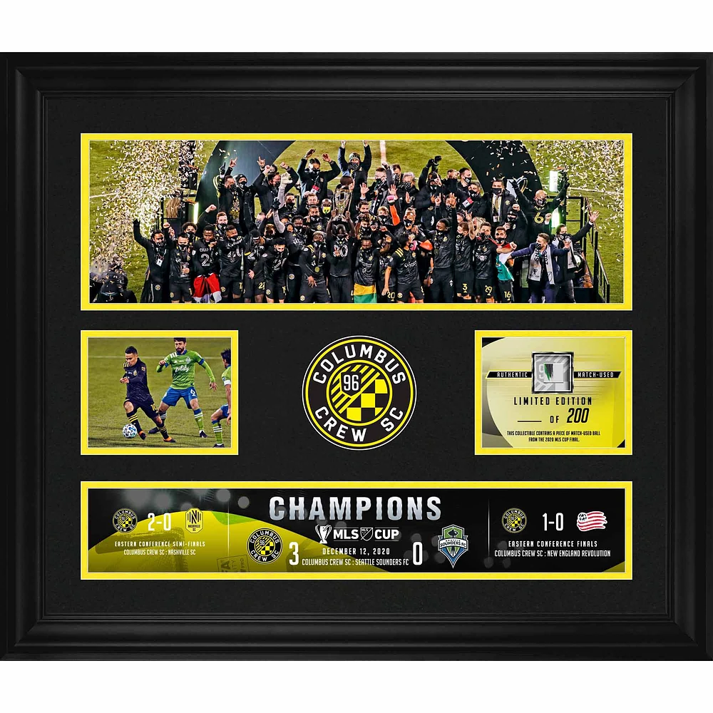 Columbus Crew Framed 20" x 24" 2020 MLS Cup Champions Collage with a Piece of Match-Used Ball from the 2020 MLS Cup - Limited Edition of 200