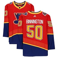 Jordan Binnington St. Louis Blues Autographed Red Adidas 2020-21 Reverse Retro Authentic Jersey