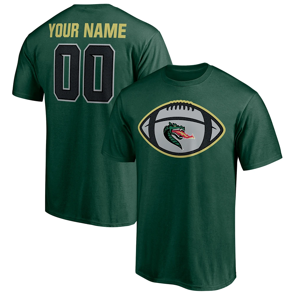 Men's Green UAB Blazers Game Ball Football Personalized Name & Number T-Shirt