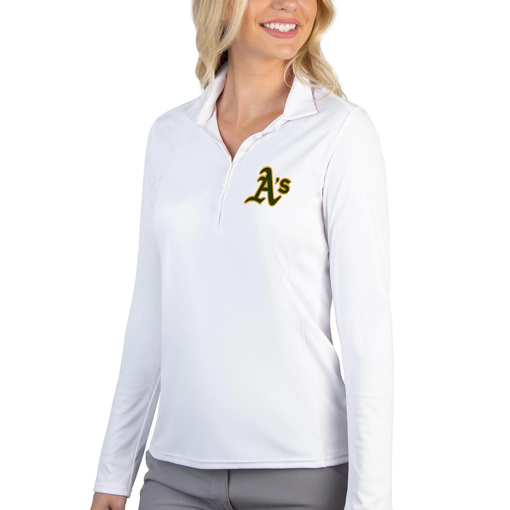 Women's Antigua White Athletics Tribute Long Sleeve Polo