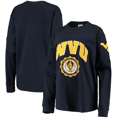 Women's Pressbox Navy West Virginia Mountaineers Edith Long Sleeve Oversized Top