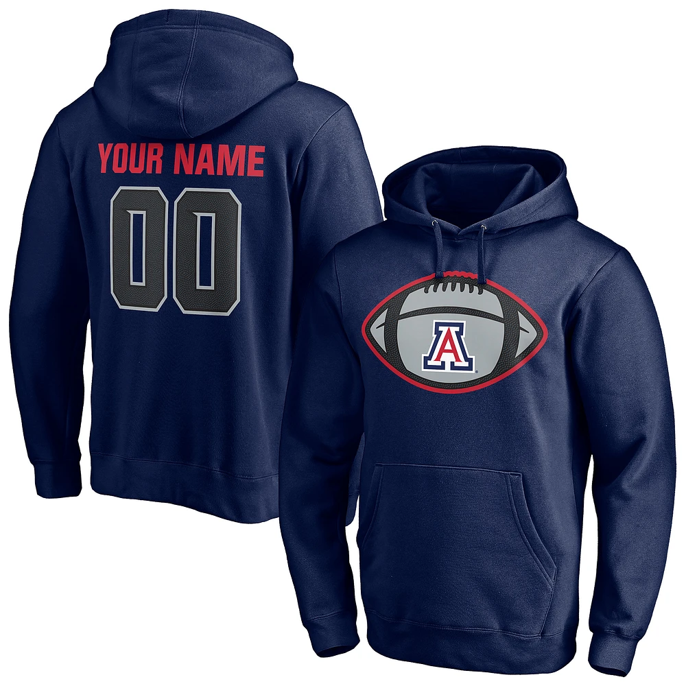 Men's Navy Arizona Wildcats Game Ball Football Personalized Name & Number Pullover Hoodie