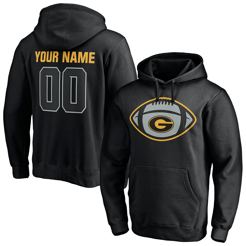 Men's Black Grambling Tigers Game Ball Football Personalized Name & Number Pullover Hoodie