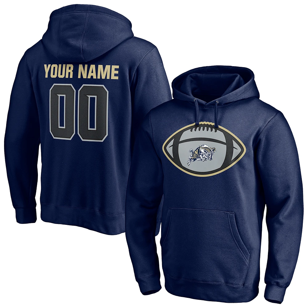 Men's Navy Navy Midshipmen Game Ball Football Personalized Name & Number Pullover Hoodie